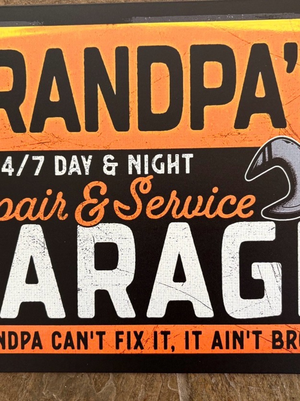 Grandpa Garage Repair & Service Sign - Orange Black White